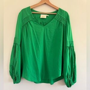 Maeve by Anthropologie The Paz blouse green long sleeve Shirt Size S